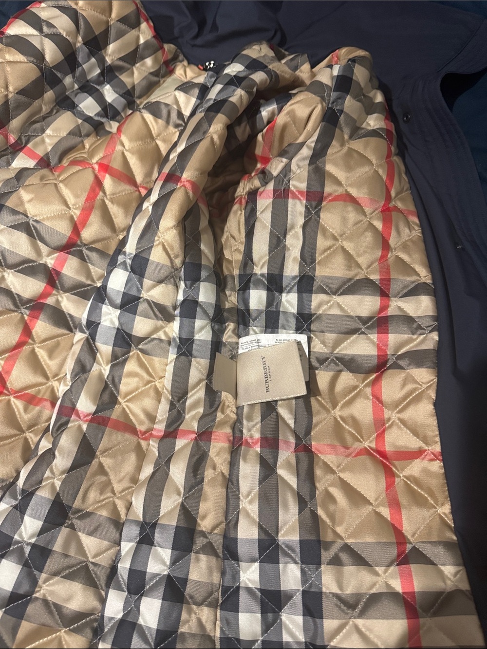 Burberry Navy Trench Coat with Classic Check Lining - Picture 3 of 6
